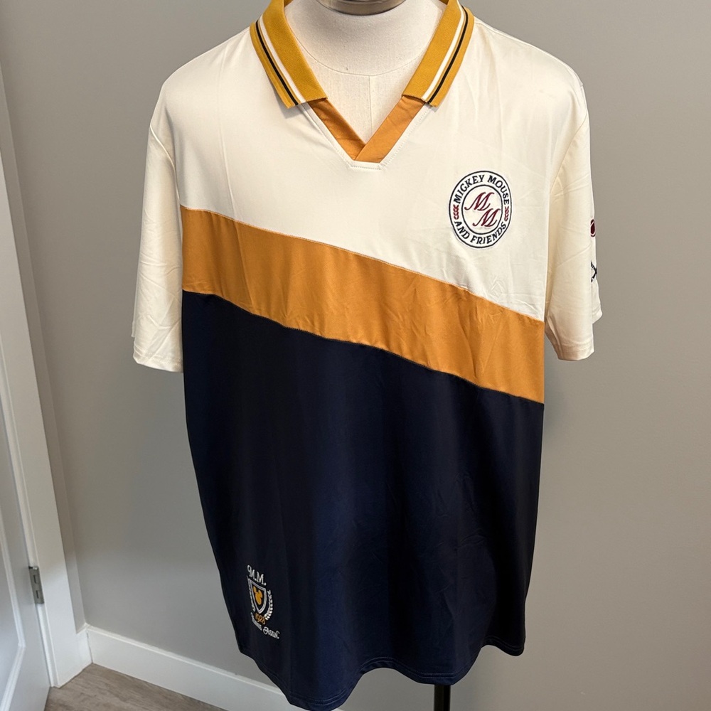Men's Cream and Navy Polo Shirt